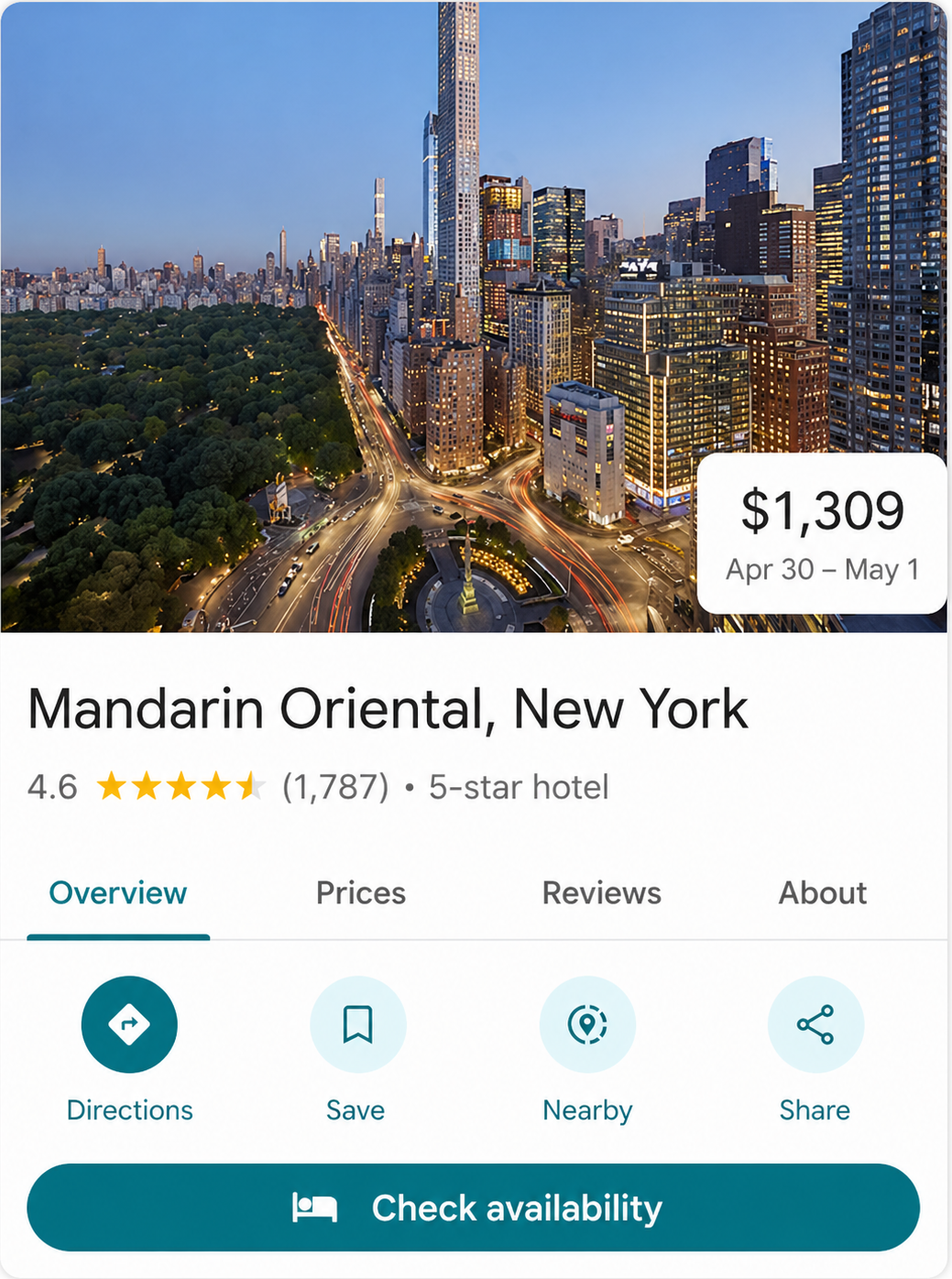Google Maps business search preview